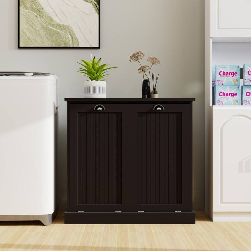 Sideboard Pantry Cabinet Laundry Sorter Cabinet with Removable Bags, Laundry Hamper Cabinet for Bathroom