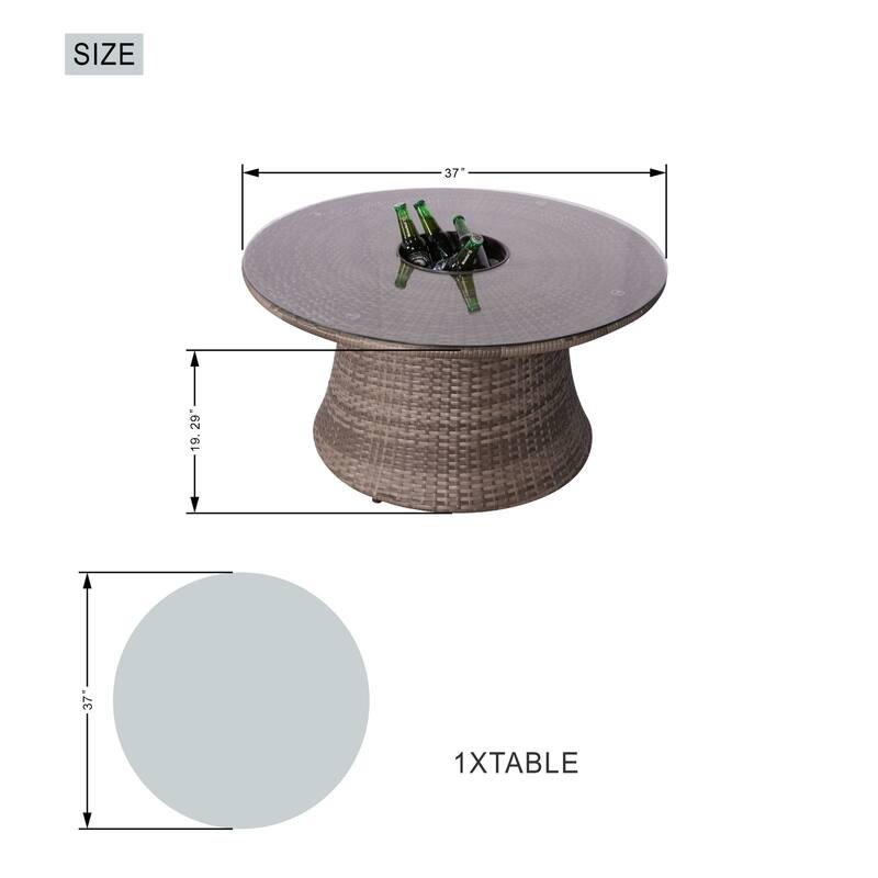 9-Piece Modular Patio Iron PE Rattan Sofa Set with Round Coffee Table