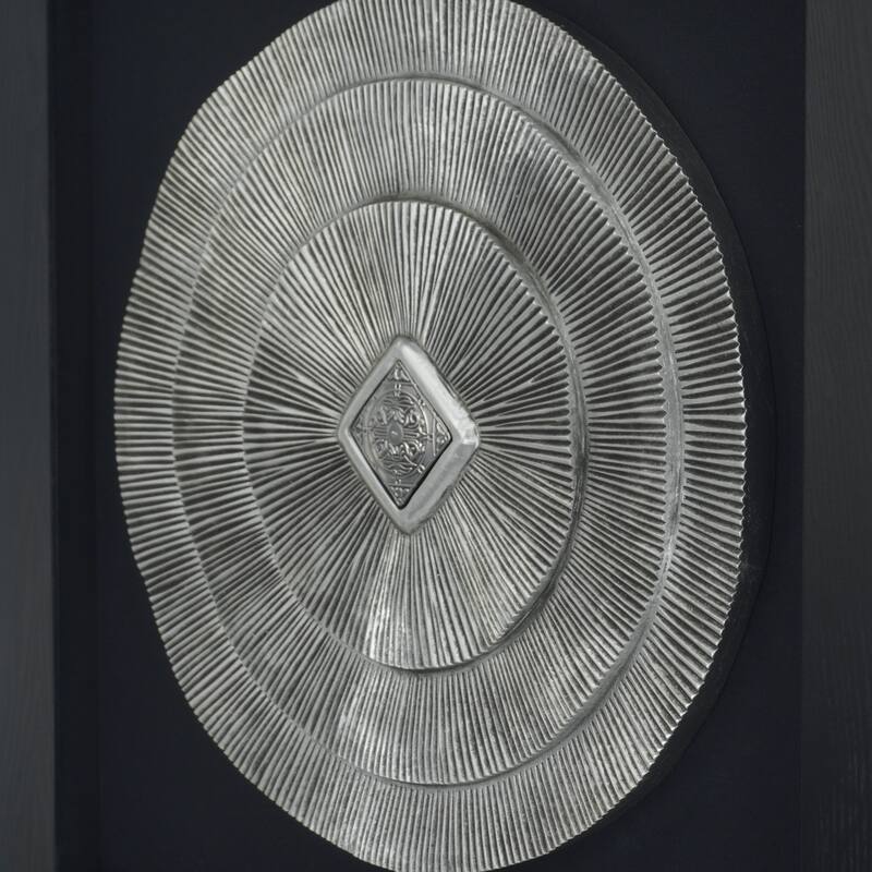 HUJI Abstract Silver Medallion Shadow Box Wall Decor