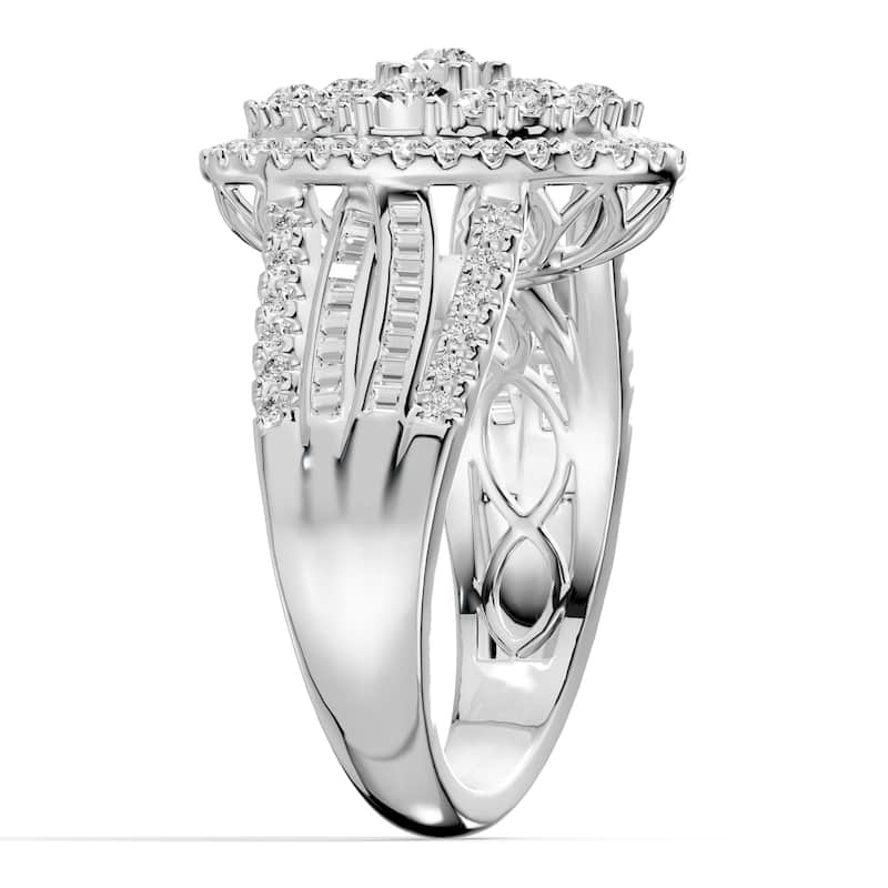 AEON Luna Grace Oval 1.00ct Lab Grown Diamond Cluster Halo Ring