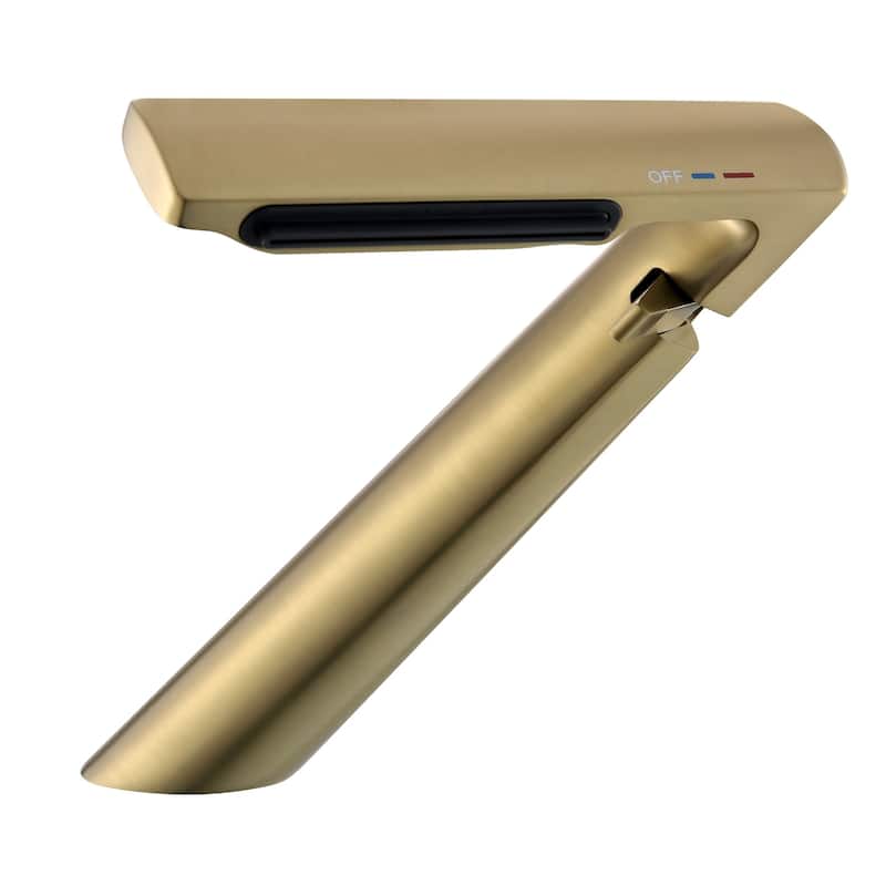 6.2"H Solid Brass Bathroom Waterfall Sink Faucet - Brushed Gold