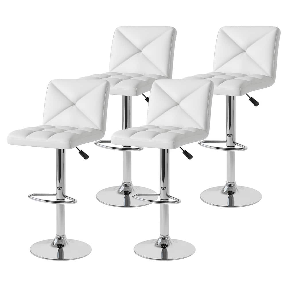 Gymax 4 PCS Bar Stools PU Leather Swivel Bar Chairs Height Adjustable