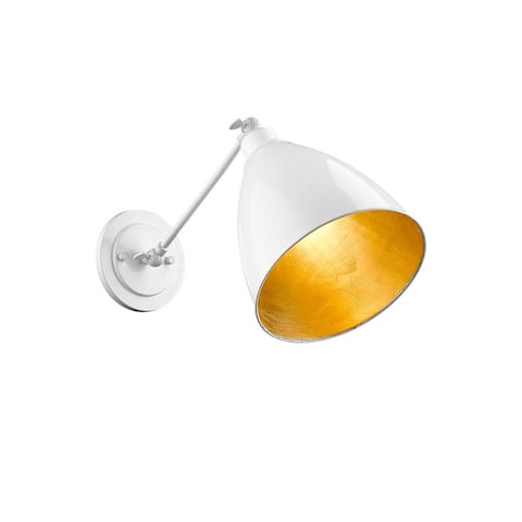 1 Lt Single Adjustable Armed Sconce White and Gold