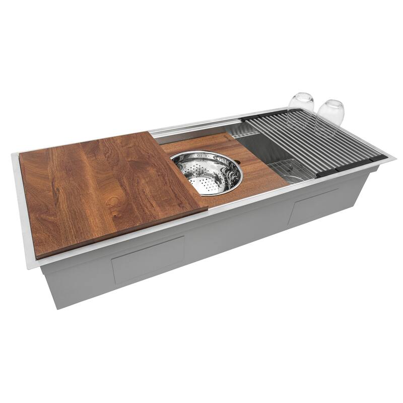 Ruvati Wood Platform with Mixing Bowl and Colander (complete set) for Workstation Sinks -