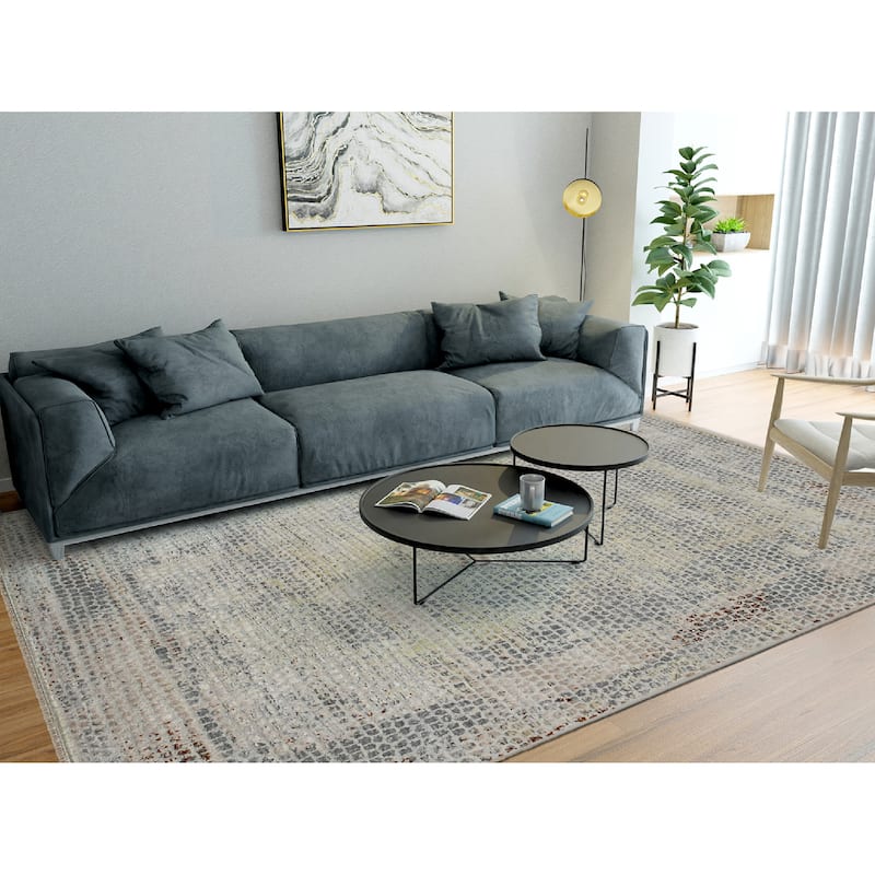 Hermitage Clara Modern & Contemporary Abstract Hand-Knotted Area Rug - 8' x 10'