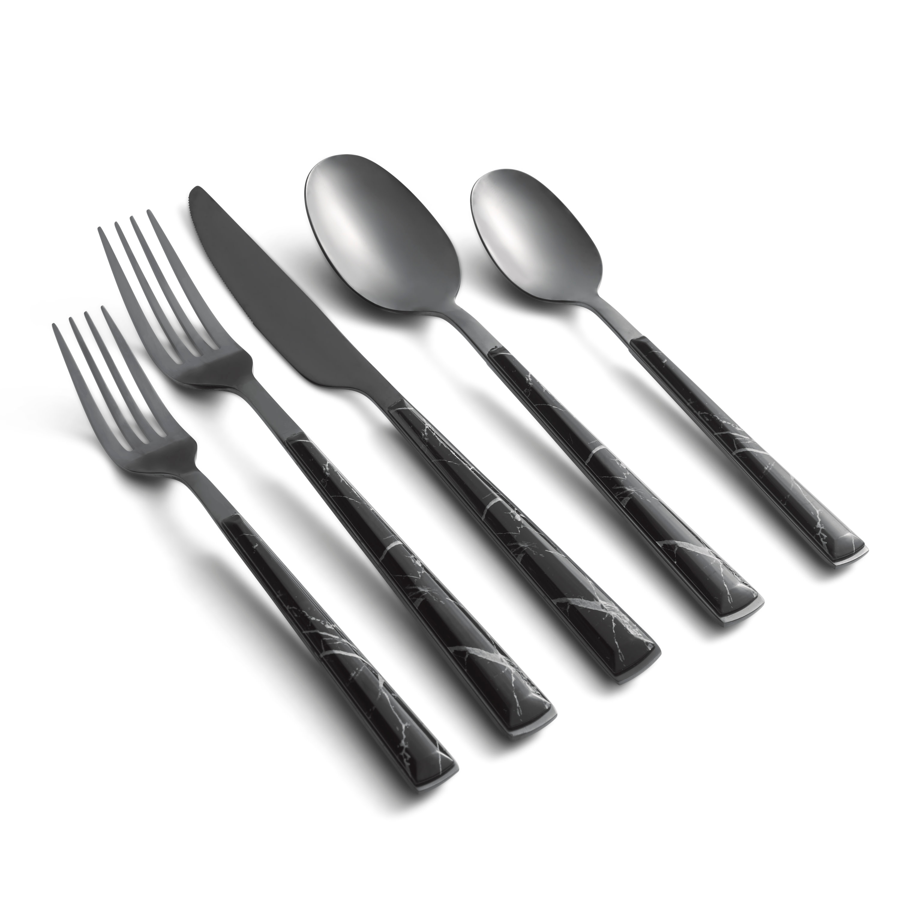 Cambridge Eivin Black Marble 20-Piece Flatware Set
