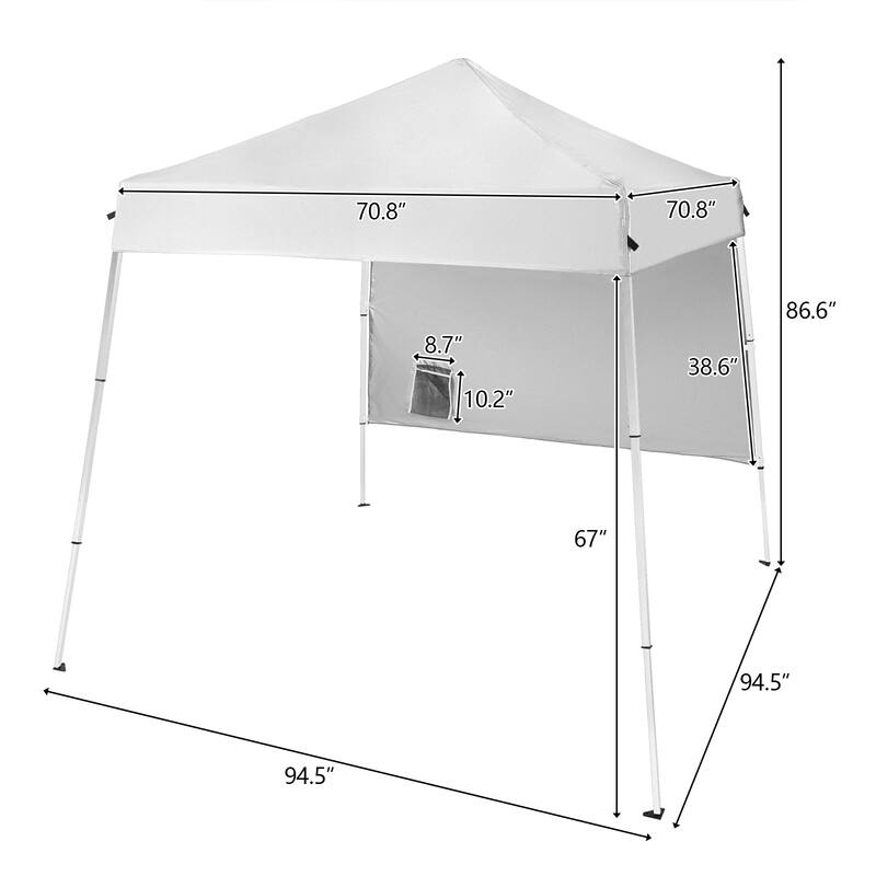 White Portable Pop-Up Waterproof Gazebo Canopy Tent with UV Protection and Carry Bag Included - 94.5” x 94.5” x 86.6” L x W x H