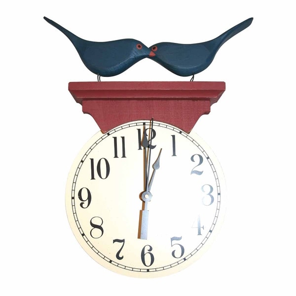 Bluebird Clock Blue/Red Wood