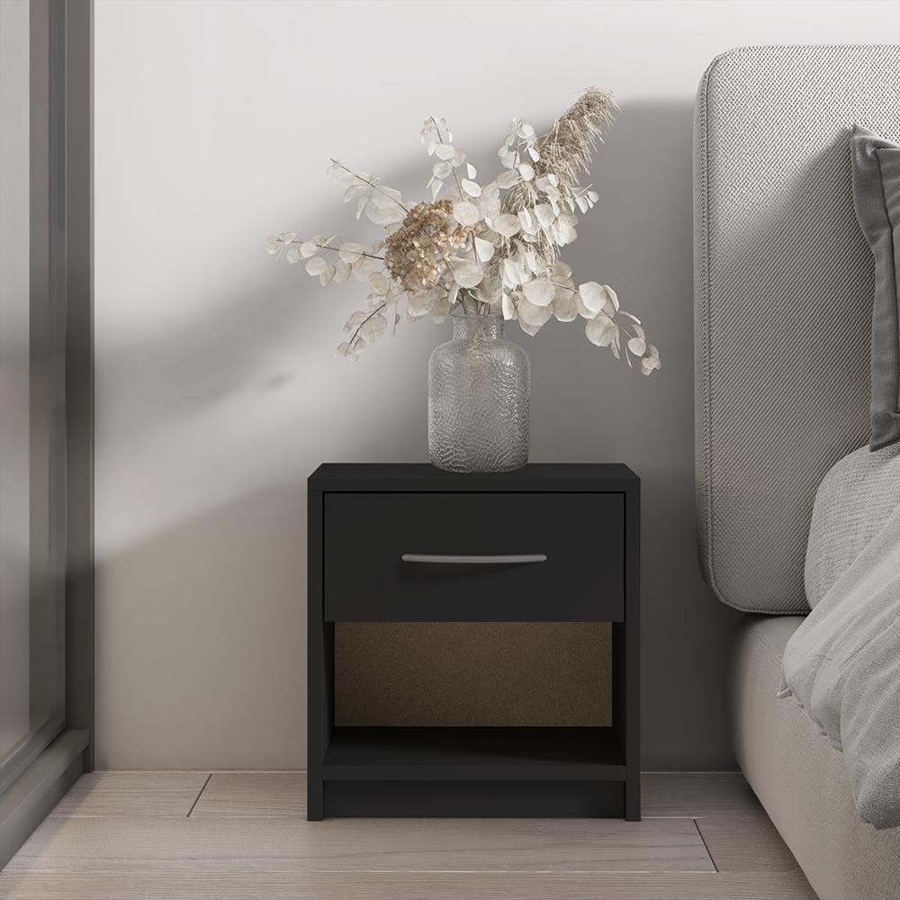 Meble Furniture Polo 1D Compact 15" Single Drawer Nightstand 15.2"W x 11"D x 15.9"H Matte Modern European Design