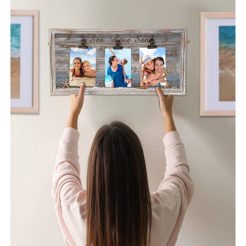 CoTa Global Coastal Horizon White Distressed Pictures Hanger Box Frame - 17 inches