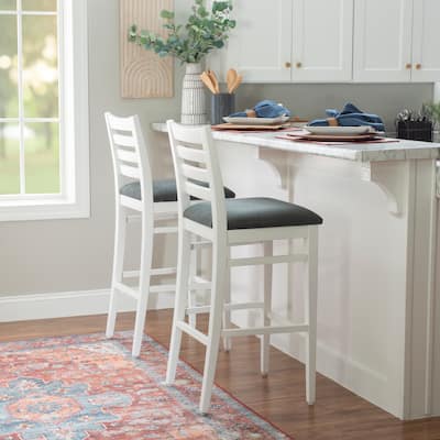 Hetrick White Beechwood 30-Inch Bar Stool (Set of 2)