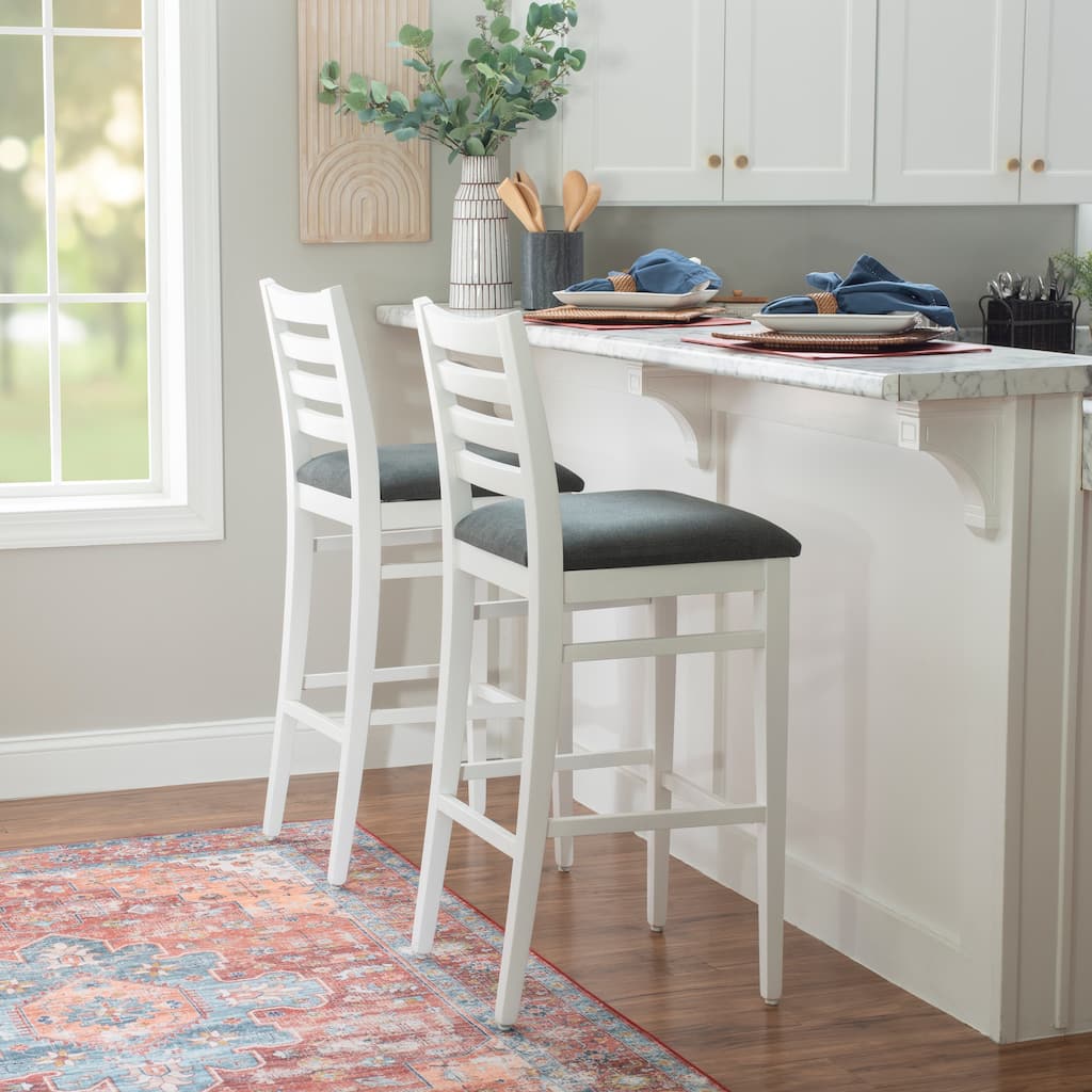 Hetrick White Beechwood 30-Inch Bar Stool (Set of 2)