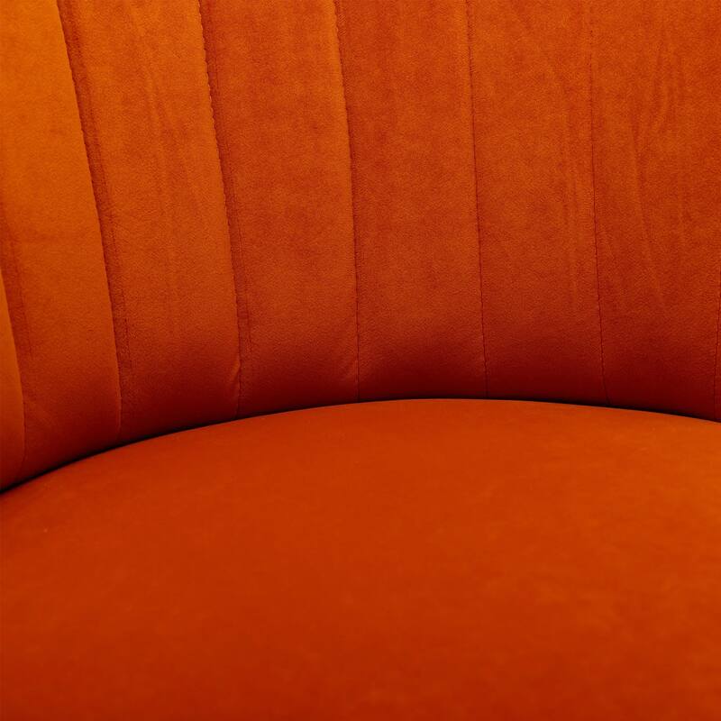 360° Swivel Velvet Barrel Sofa Chair with Wide Upholstered and Angled Armrests
