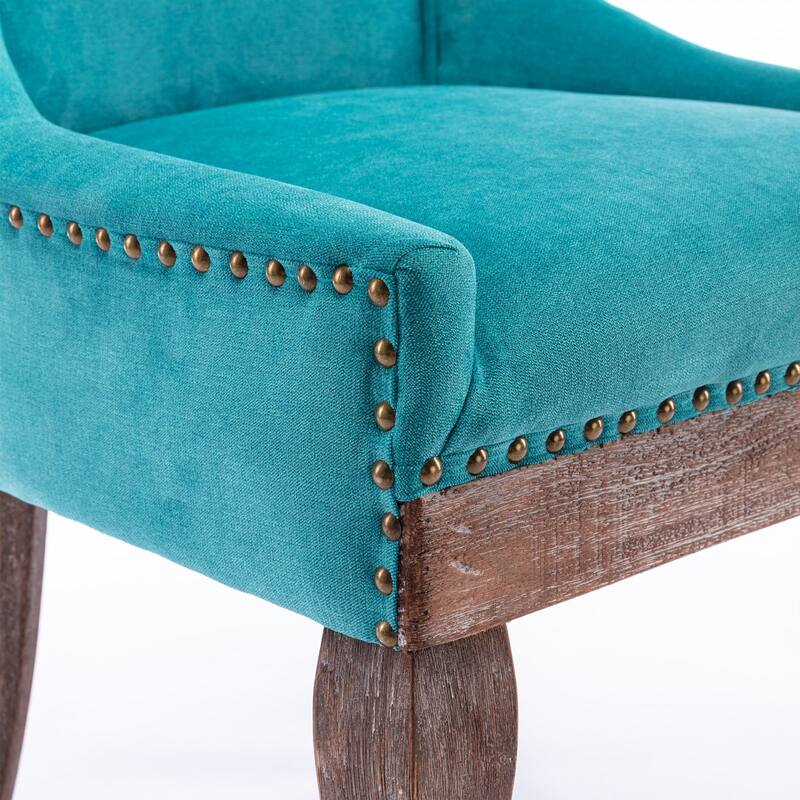 Ultra Side Dining Chair with Thickened Fabric and Bronze Nail Head, Set of 2