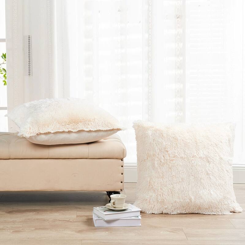 Halsted Shaggy FauxFur Decorative Throw Pillow Cover Set, NO INSERT