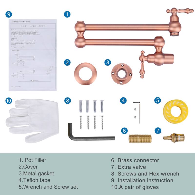 WOWOW Wall Mounted Pot Filler Faucet with Double Joints