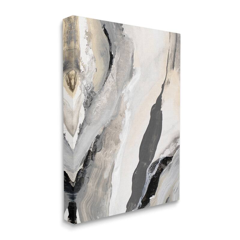 Stupell Paint Stroke Movement Abstraction Grey Beige Canvas Wall Art - Brown - 30 x 40
