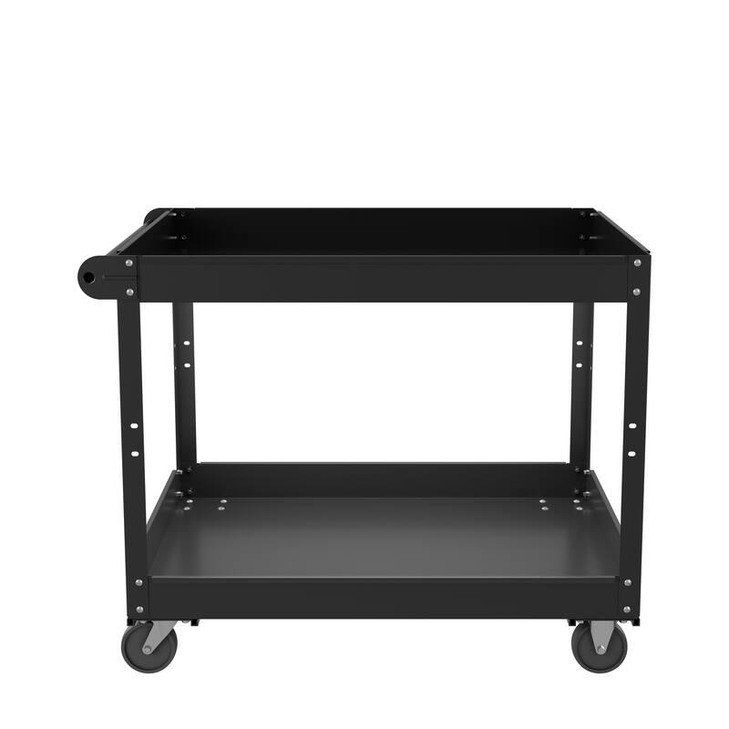 Hirsh 2-Tier Metal Utility Cart Storage Service Tool Trolley, Holds up to 400 lb, 36 x 24, Black - 6.100 X 26.380 X 38.980