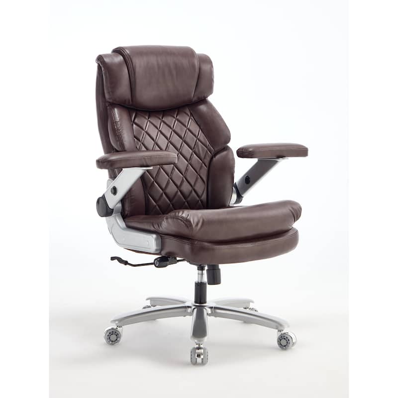 500lbs Big and Tall Office Chair for Heavy People Executive Office Chair with Wide Spring Seat, 360 Swivel Chair - Brown