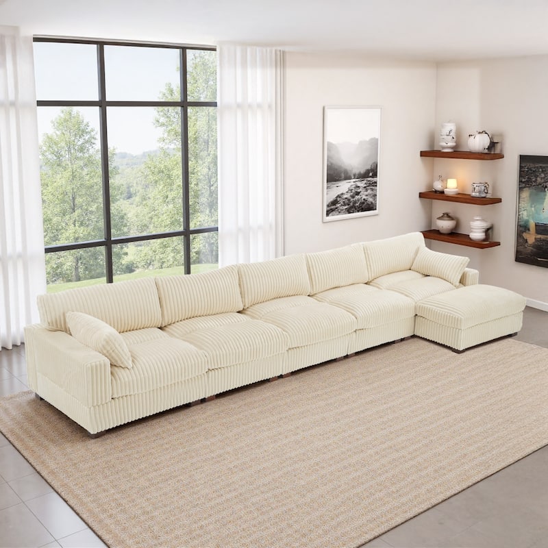 Oversized Plush Modular Sectional Sofa Couch with Ottoman