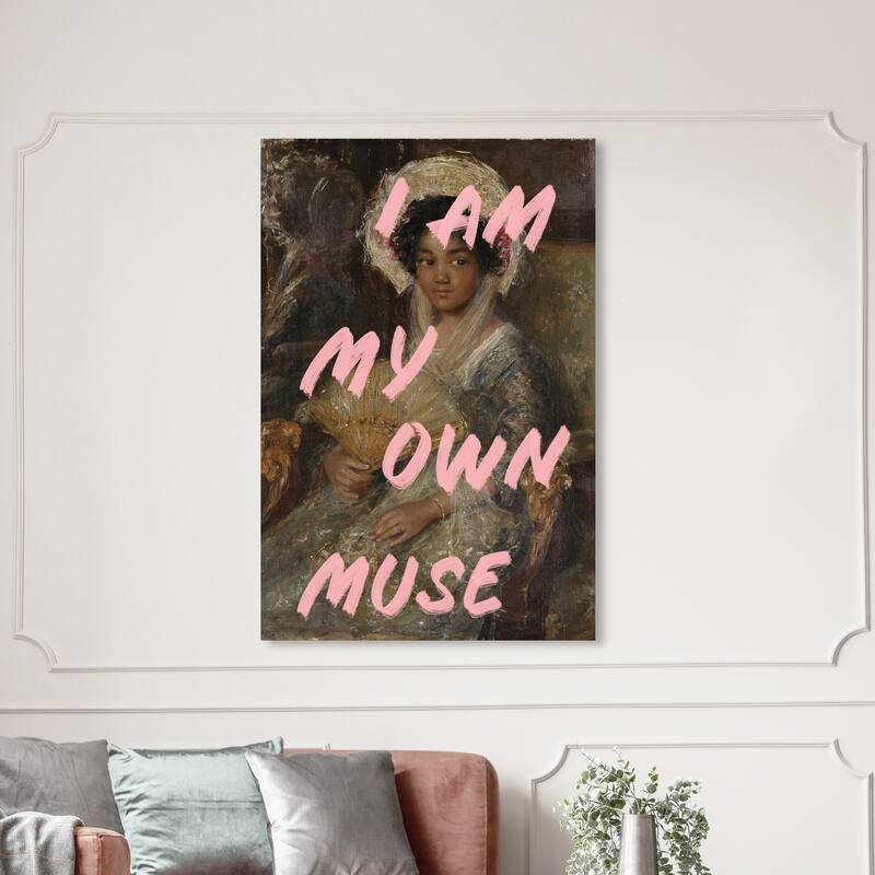 Wynwood Studio Canvas Fashion and Glam My Own Muse II Pink and Light Pink Shabby Chic Wall Art Canvas Print - 54 x 36