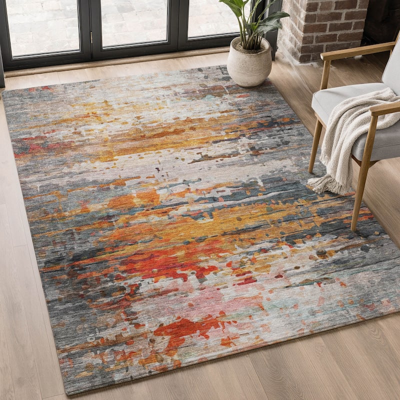 Premium Washable Super Soft Abstract Ombre Mayfield Rug - Terracotta - 8' x 10'