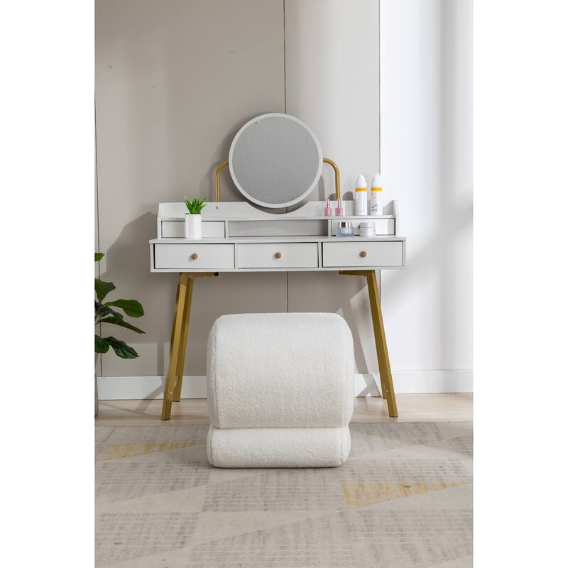 Teddy Fabric Ottoman Makeup Stool Footstool