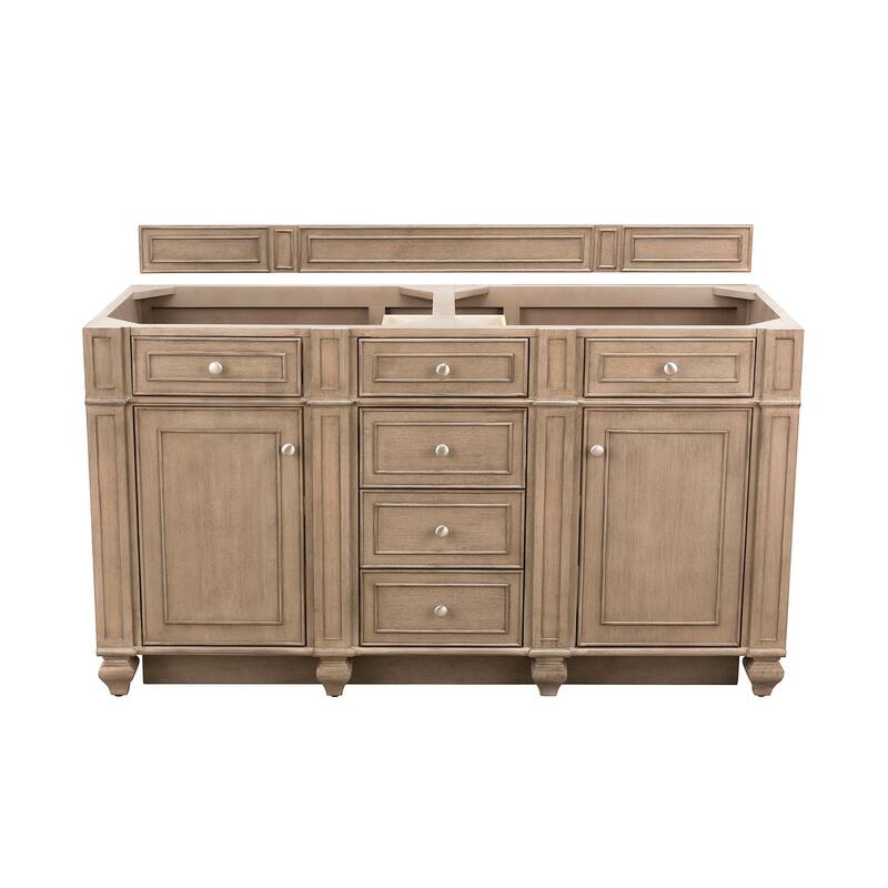 James Martin Vanities Bristol 60" Double Vanity, Whitewashed Walnut - Whitewashed Walnut Cabinet Base Only - No Top