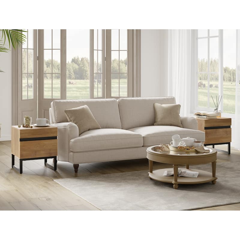 WAMPAT Modern End Table, Farmhouse Sofa Table, Wood Rustic Side End Table for Living Room, Nighstand for Bedroom