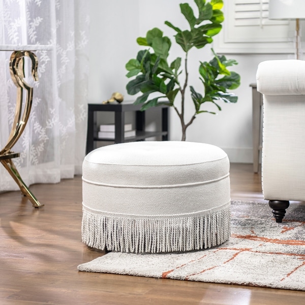 Yolanda Tufted Velvet Round Footstool Ottoman by Jennifer Taylor Home