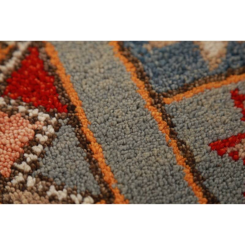 Hand Knotted Oriental 100% Wool Carpet Traditional Tribal Greys & Charcoal Heriz (serapi) Runner Rug - 9' 11'' X 4' 1''