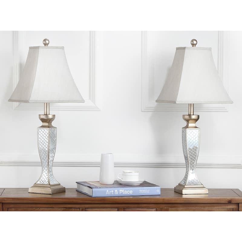 SAFAVIEH Lighting 28-inch Mirror Mosaic Table Lamp (Set of 2) - 11"W x 11"D x 28"H