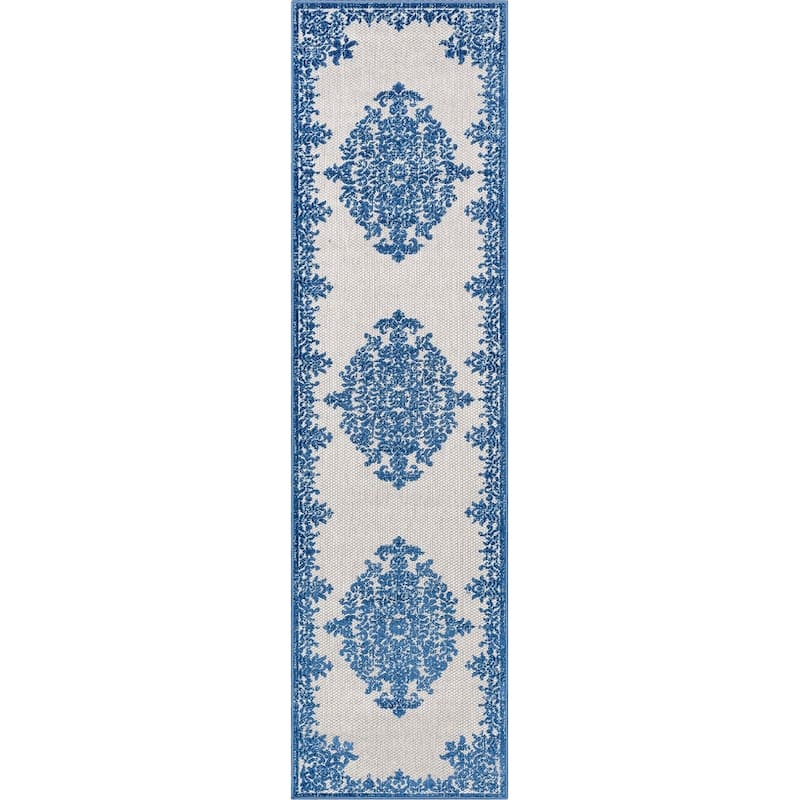 Well Woven Dorado Arid Modern Indoor Outdoor Medallion Area Rug - 2'7" x 9'10" Runner - Blue