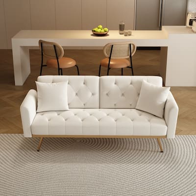 Sofa Bed 68.3" Velvet Tufted Back Convertible Sofa
