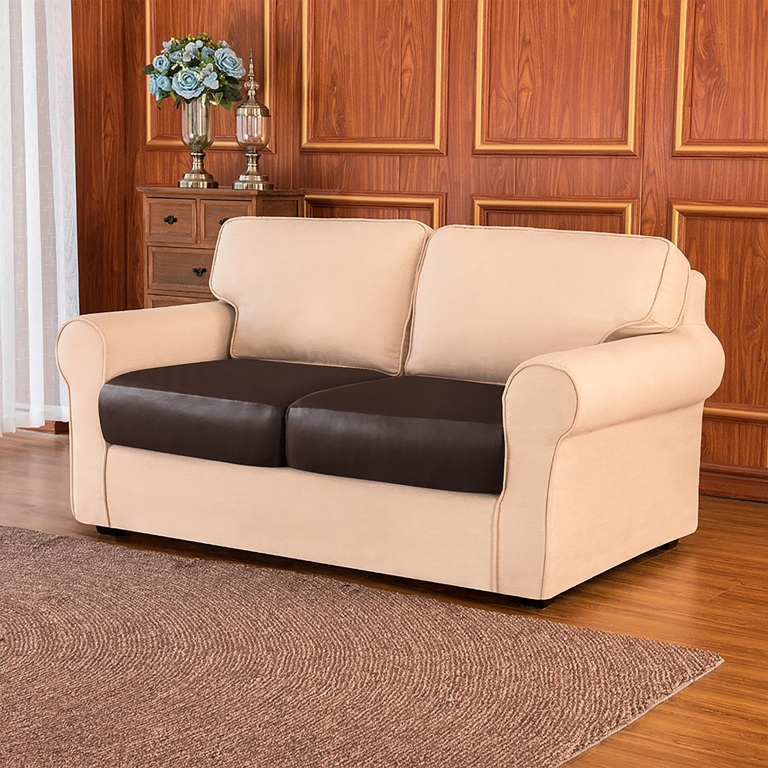 Stretch Faux Leather Sofa Slipcover