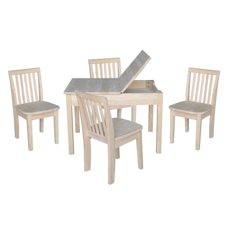 Kids Table with Lift Up Top and 4 Mission Juvenile Chairs - 5 Piece Set