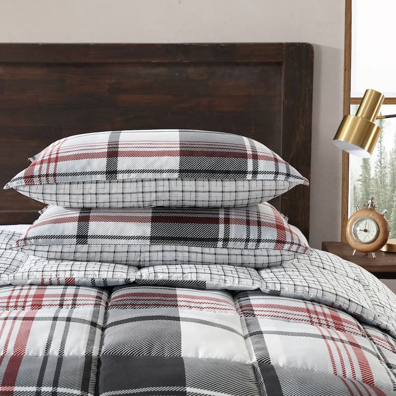 Eddie Bauer Normandy Plaid Black Microsuede Reversible Duvet Cover Set
