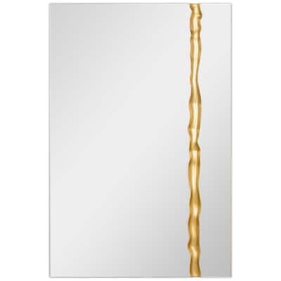 Golden Stream Rectangular Wall Mirror, 36"x24" Frameless Mirror Featuring a Unique Gold Vein Embellishment - 36"x 24"x1.2"