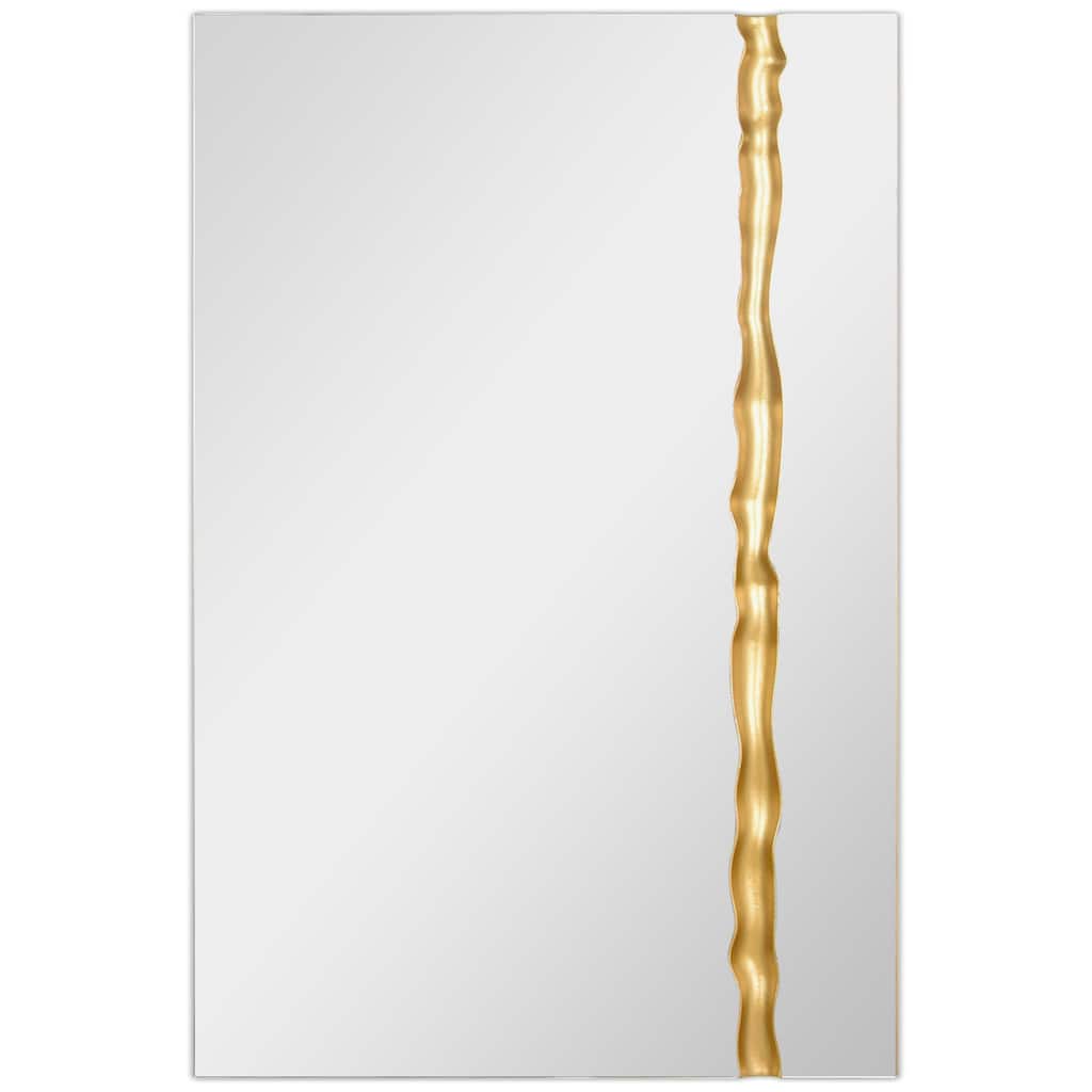 Golden Stream Rectangular Wall Mirror, 36"x24" Frameless Mirror Featuring a Unique Gold Vein Embellishment - 36"x 24"x1.2"