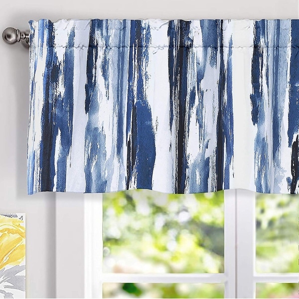 Porch & Den Nova Ink Blue Brush Stroke Pattern Blackout Valance. Opens flyout.