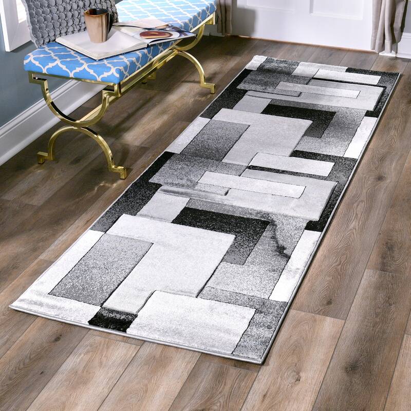 Orelsi Collection Abstract Area Rug - 2'8'' X 11'10'' - Grey/Black