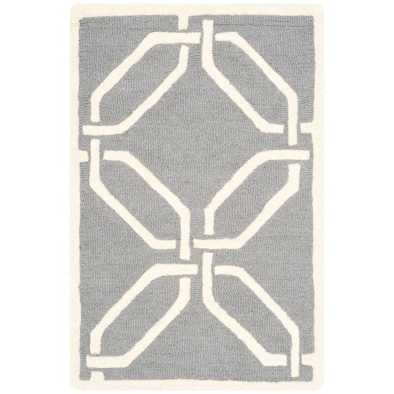 SAFAVIEH Handmade Cambridge Nhung Modern Moroccan Wool Rug - 2' x 3' - Dark Grey/Ivory
