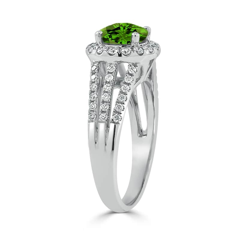 Auriya Modern 1 3/8ct Peridot and Halo Diamond Engagement Ring 1/2cttw 14k Gold