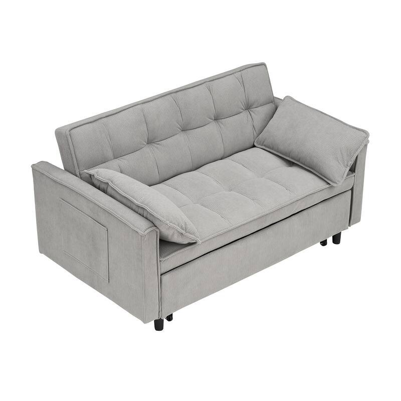 55" 3-in-1 Double Pull-Out Sofa Bed for Living Room