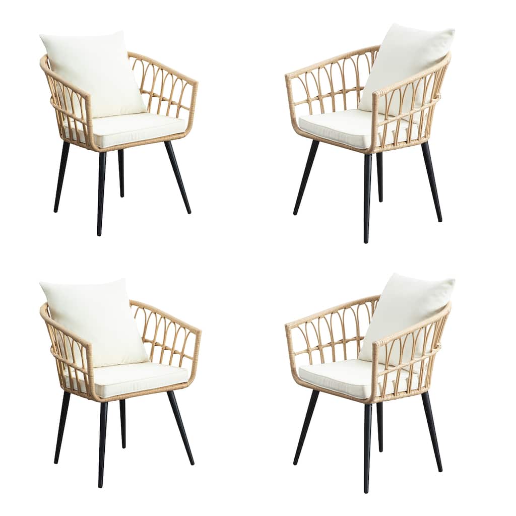 Beige 3 Pieces Rattan Wicker Patio Conversation Set--Clearance
