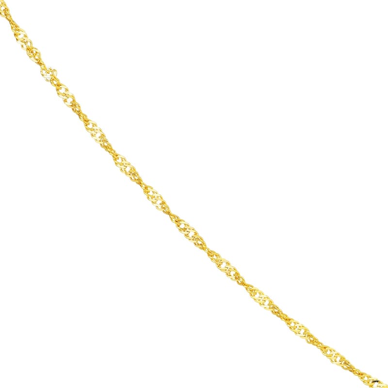 Curata 14k Yellow Gold 1.4mm Singapore Chain Necklace (Lobster)