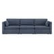 preview thumbnail 105 of 179, Mia Oversized Modular Sectional Fabric Sofa Blue-3 Pieces