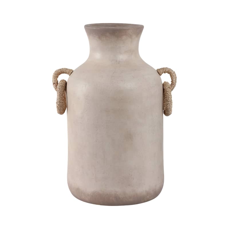 Pottery Jute Decorative Vase Rustic Wrapped Handles Clay Design