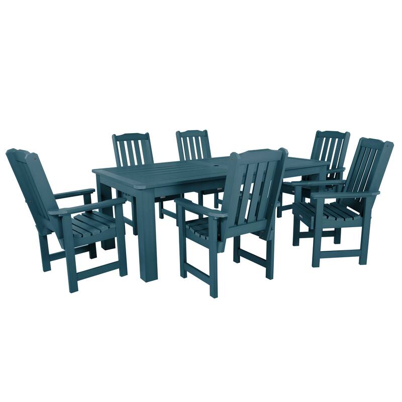 Lehigh 7-piece Outdoor Dining Set - 42" x 84" Table, Dining Height - Nantucket Blue