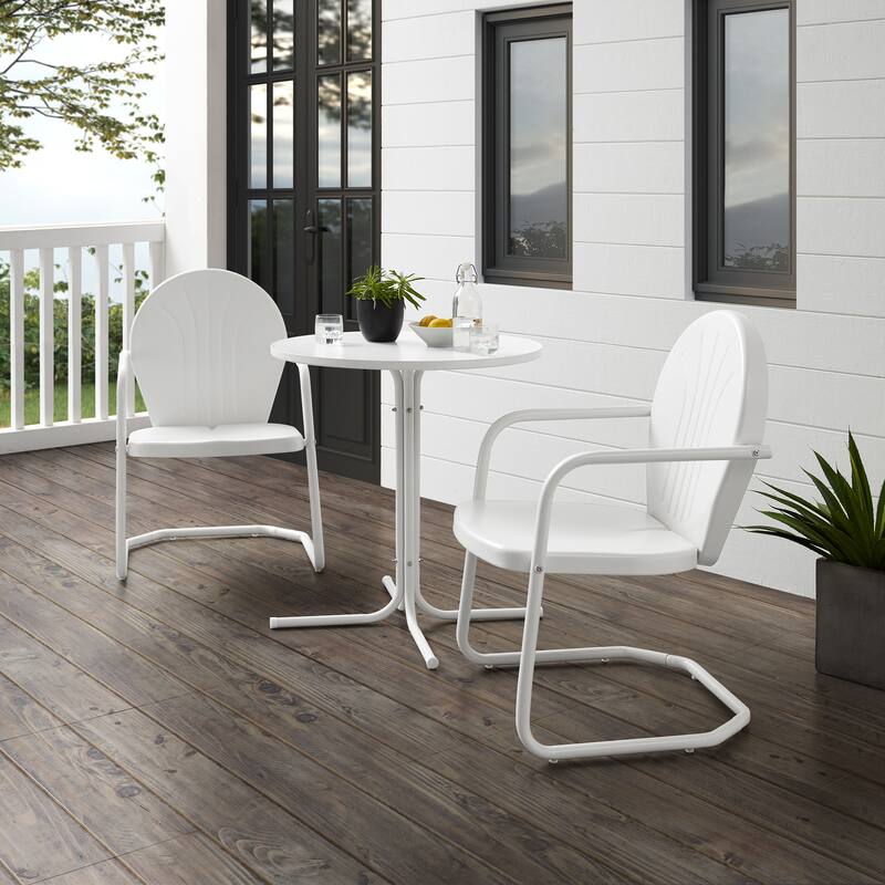 Crosley Griffith 3Pc Outdoor Bistro Set - 112 W x 36 D x 33.25 H - White
